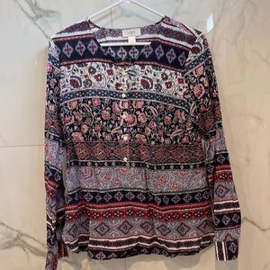 Women’s blue patterned blouse